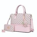 MKF Crossbody Tote Bag for Women, & Wristlet Wallet Purse Set – PU Leather Top-Handle Satchel Shoulder Handbag, Saylor Pink, Large
