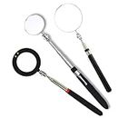 A Set of 3 PCSTelescoping Inspection Circular Mirror with 2 Light Mirror Square Mirror and Shower Use Mirror on a Stick and Extendable Mechanic Tool for Automotive,50mm/85mm Circular Mirror