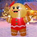 The Holiday Aisle® Christmas Inflatable 6.2 FT Inflatable Gingerbread Man Cute Christmas Inflatable Gingerbread Man in Black/Brown/Red | Wayfair
