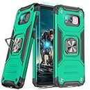 YmhxcY Compatible with Galaxy S8 Plus Case, Samsung S8 Plus Case with 3D Curved Screen Protector,Armor Grade Cases with Kickstand Non-Slip Hybrid Case For Samsung Galaxy S8 Plus KK Dark Green