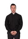Reliant Men's Clergy Shirt - Tab Collar Long Sleeve (15.5, Black)