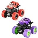PLUSPOINT Monster Trucks for Boys, 2 Pack Vehicles Cars for Toddlers, 360° Rotation 4 Wheels Drive Friction Powered Push and Go Toys Truck Playset Gift for 3-8 Year Old Kids Girls (Pack of 2)