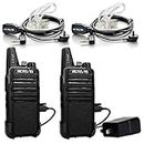 Retevis RT22 Walkie Talkie Long Range Rechargeable 16 Channel FRS Mini Hands-free Two Way Radio with Headsets(1 Pair)