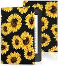 Uppuppy for Kindle Paperwhite 11th Generation Case 6.8 Inch 2021 / Paperwhite Signature Edition Cute Women Girls Teens Kid Unique Sunflower Folio Fabric Paper White Cover with Auto Sleep/Wake E-Reader