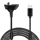 MMOBIEL Charging Cable Controller Compatible with Microsoft Xbox 360 / Xbox 360 Slim - Wireless Controller USB Charging Cable Xbox 360 1.5m / 4800mAh - Black