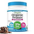 Orgain Organic Plant Based Protein + Superfoods Powder, Creamy Chocolate Fudge - Vegan, Non Dairy, Lactose Free, No Sugar Added, Gluten Free, Soy Free, Non-GMO, 1.12 lb