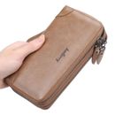 Mens Long Leather Wallet Zipper Large Phone Holder Bag Business Clutch Handbag