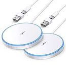 2Pack Wireless Charger for iPhone 15/14/13/12 Series AirPods 3/2/Pro/Pro 2 - LED MagSafe Charging Pad With Dual Charging Ports