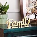 Purestory Tabletop Freestanding Family Sign,Decorative Metal Words Home Decor,Bedroom Kitchen Living Room Table Centerpiece Words.Decorative Metal Word Signs - Family - Gold