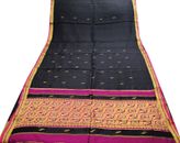 Vintage Heavy Black Saree Pure Silk Hand Woven Kanjeevaram Indian Sari 5yd Zari