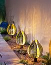 3 Solar Gartenstecker Leuchte Lampe Blüte Craquele Garten Deko Weg Balkon Metall
