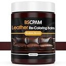 BSCPAM Leather Recolouring Balm - Leather Repair Kit for Furniture & Vinyl- Leather Dye, Restore & Renew for Couches, Car Seats, Belt, Boots - Non-Toxic Leather Stain - 12oz Medium Brown