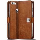 TheGiftKart Genuine Leather Finish iPhone 6 / 6s Flip Back Cover Case | Inbuilt Pockets & Stand | Wallet Style | Designer Button Magnet Flip Cover Back Case for iPhone 6 / 6s (Brown)