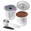 2 Pack Stianless Steel Reusable K Cup Coffee Pods Compatible for K eurig 1.0 & 2.0 Coffee Maker Refillable K-eurig Coffee Filter with Steel Spoon