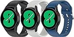 (3 Pack) T Tersely 20mm Sport Replacement Band Strap for Samsung Galaxy Watch 6/6 Classic,Watch 5 Pro, Watch 5 (40mm/44mm), Watch 4, Watch4 Classic (42mm/46mm),Metal Buckle Silicone Bands Watchband