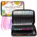 Brush Pen Set - 50er Pinselstifte Set von Colorya mit Nylonspitze + 2