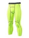 ARSUXEO 3/4 Collant a Compressione Uomo Corsa Leggings Capri Pantaloni Sport Palestra K75 Color Verde XL