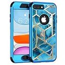 Asuwish Phone Case for iPhone 6plus 6splus 6/6s Plus Cell Cover Hybrid Marble Shockproof Full Body Hard Heavy Duty Slim Accessories iPhone6 6+ iPhone6s 6s+ i 6P 6a S Six iPhone6splus Women Men Blue