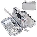WWW Electronics Accessories Organiser Bag,Travel Cable Organiser Bag,2-Layers Portable Waterproof Travel Gadget Bag for Cable,SD Cards,Charger,Power Bank,Gray,Medium