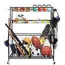 Garage Sports Equipment Organizer Garage Ball Storage Rack for Sports Gear and Toys Outdoor Toy Storage Sports Organizer for Garage Organization With Baskets Hooks and Rolling for Garage School Gym