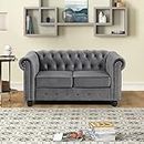 WOODENYA Chesterfield Solid Wood Velvet Classy Comfortable Two Seater (Size : 30'' H X 60'' W X 34.5'' D) Button Tufted Sofa Couch/Love Seat Sofa in Rectangular for Home