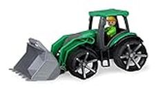 Lena 04517 Truxx Front, Commercial Approx. 34 cm, Robust Tractor with Shovel and Fully Articulated Figure, for Children from 2 Years, Toy Vehicle, Green/Black