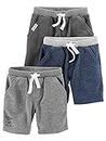 Simple Joys by Carter's Boys' Toddler Multi-Pack Knit Shorts, Navy Heather/Charcoal Heather/Gray, 4T