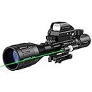 MidTen 4-16x50 AO Tactical Rifle Scope Dual Illuminated Optics & Illuminated Reflex Sight 4 Holographic Reticle Red/Green Dot Sight & Laser Sight