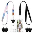 OUTXE Phone Lanyard- 2-Pack Adjustable Neck Strap, 4× Pad with Adhesive, Nylon Cell Phone Lanyard Compatible with All Smartphone