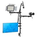 Mount-It! All in One Live Streaming Equipment | 4 Arm Desk Mount That Holds Monitor, Cameras and Ring Light with Mic Desktop Stand Set, YouTube Setup for Recording Facebook