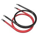SHIERLENG 4 AWG Gauge Red + Black Pure Copper Battery Cables Power Inverter Wire Set for Solar, RV, Car, Boat, Automotive, Marine, Motorcycle with 3/8 in Lugs (4 AWG, 1 Feet)