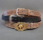 Men's Western Belt Cowboy Full Grain Leather Strap With Removable Buckle