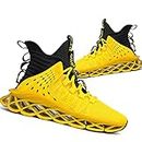 Hello MrLin Men's Running Shoes Non Slip Athletic Tennis Walking Blade Type Sneakers Hip Hop, Yellow&black, 13