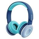 BIGGERFIVE Kids Headphones Wireless, 7 Colorful LED Lights, 50H Playtime, Mic, 85dB/94dB Volume Limited, Stereo Sound, Foldable Bluetooth Headphones for Kids Boys/Girls/School/Tablet/PC, Blue