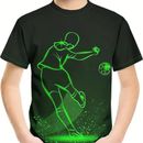 Football Highlight Print, Boy's Casual Short Sleeve T-shirt Everyday Active Summer Tee Tops, Gifts For Children!