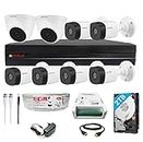 CP PLUS Full HD 8 Channel DVR with 2.4 MP 2 Dome & 6 Bullet Cameras + 2 TB HDD + (3+1) Cable roll + 8 CH Power Supply + USEWELL BNC & DC Full Combo Kit