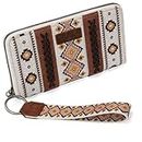 Montana West × Wrangler Wristlet Western Wallet Boho Aztec Credit Card Holder for Women, 2202 Coffee, Large, Minimalist