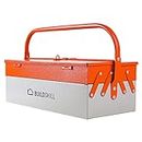Buildskill 17" Metal Tool Box for Home Use, Large Capacity 3-Cabinet Toolbox for Carpenter Tools, Tool Organizer with Secure Lock, Ideal Tool Box for Home Use, Sturdy Empty Tools Box, Toolbox Kit