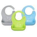 Silicone Baby Bibs for Babies and Toddlers, 3 Pcs Baby Feeding Bibs Waterproof