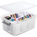 Citylife 17 QT Plastic Storage Bins with 6 Detachable Inserts Clear Storage Box with Lids Multipurpose Stackable Storage Containers for Organizing Crayon, Tool, Craft