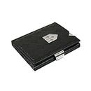 EXENTRI Trifold Leather Wallet w/RFID in Chess & Stainless Steel Locking Clip (black)