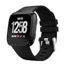 T Tersely Band Strap for Fitbit Versa 2 / Fitbit Versa/Versa Lite, Classic Soft TPU Replacement Silicone Sports Bands Fitness Sport Bracelet Straps for Fitbit Versa2 /1/Lite - Large Black
