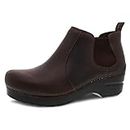 Dansko Frankie Classic Stapled Clog in Ankle Boot Style – Antifatiga Rocker bottom promote forward Foot Motion – Premium Leather Uppers for Long-Lasting Wear, Marrón antiguo, 39.5/40 EU
