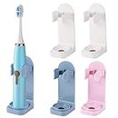 4 Pack Electric Toothbrush Holder, Self-Adhesive Toothbrush Stand Organizer Wall Mounted Universal Toothpaste Storage for Bathroom (Pink+Blue+White)