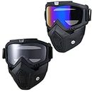 2 PCS Paintball Mask Anti Fog,Tactical Full Face Mask Ski Mask Goggles Detachable Adjustable,Motorcycle Riding Face Protection (Colorful/Transparent)