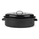 Russell Hobbs CW11491 Enamel Roasting Tin – Self-Basting Roaster With Lid, Deep Oval Casserole Dish, Steel Covered Roaster Pot for Meat, Chicken, Oven Safe to 230°C, Family Size, Durable Steel, 36cm
