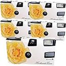 5 x 1A PHOTO PORST Hochzeitskamera/Einwegkamera gelbe Hochzeitsrose (deutsche Bedienungsanleitung, mit Blitzlicht und Batterien, je 27 Fotos, ISO 400 Fuji)