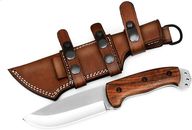 Hunting Knife 5''Blade/10''Full-Tang Fixed Blade Rosewood Handle Knife w/ Sheath