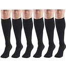 Compression Socks, 30-40 mmHg, Men's Dress Socks, Knee High Over Calf Length Black X-Large (6 Pairs)
