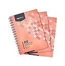 Amazon Basics cahiers à spirales 100 feuilles/ 200 Pages 80 g/m² Format A5, 3 pièces, Rouge